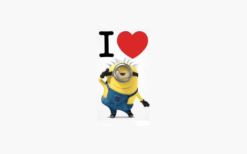 stuart, Despicable Me, single object, indoors, love, representation, Minion, 1080P, balloon, front view, full length, white background, yellow, emotion