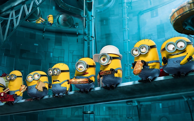 animated movies, screenshot, protection, still, movie, architecture, group of people, day, 1080P, men, headwear, real people, yellow, despicable, movies