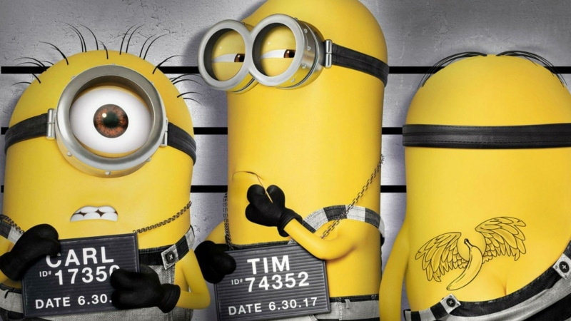 choice, sign, Movie, indoors, large group of objects, wall - building feature, 1080P, yellow, multi colored, group, text, Stuart (Minions), arrangement