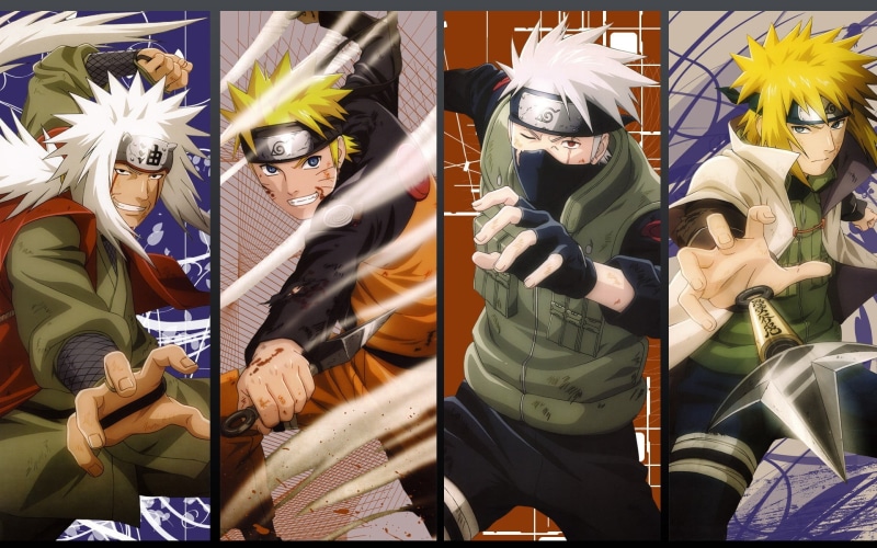 panels, day, people, front view, traditional clothing, men, Hatake Kakashi, Namikaze Minato, disguise, celebration, Naruto Shippuuden, carnival - celebration event