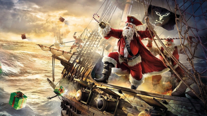 ship, claus, 1080P, holidays, 1920x1080, christmas, santa claus, pirate, santa, merry christmas