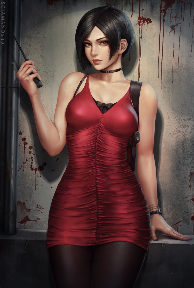 artwork, 2K, portrait display, digital art, women, portrait, Resident Evil 2, ada wong