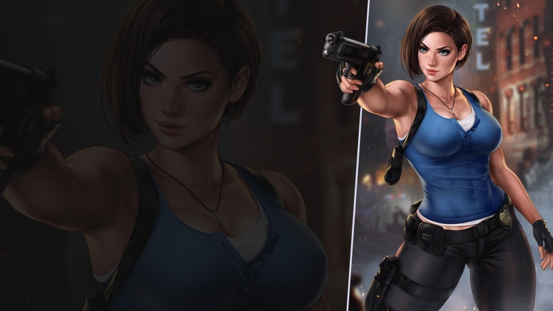 short hair, Resident Evil, Resident evil 3, Jill Valentine, 4K, gun, blue eyes, dandon fuga