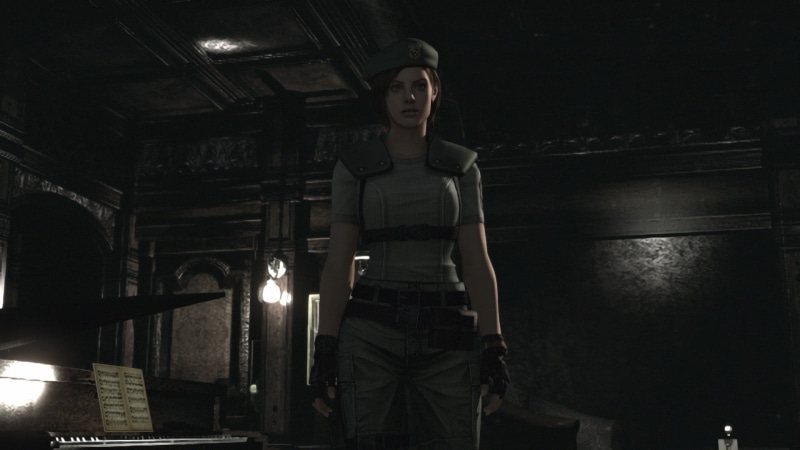 Capcom, Resident Evil, night, one person, young adult, young women, portrait, looking at camera, illuminated, hairstyle, dark, Resident Evil HD Remaster