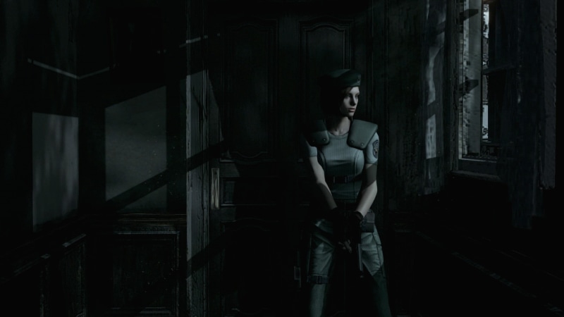 lifestyles, Resident Evil, looking at camera, indoors, women, abandoned, architecture, application, night, three quarter length, dark, 1080P, spencer mansion