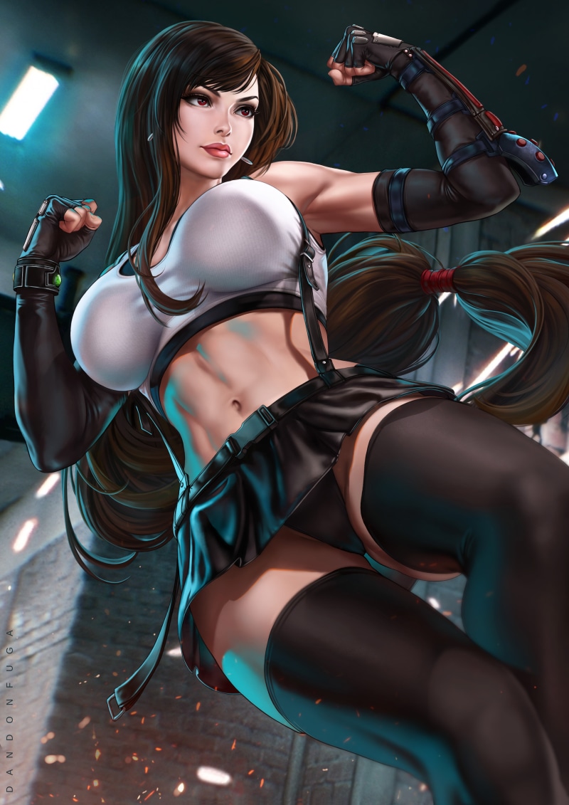 video game girls, Final Fantasy, video games, fan art, video game characters, fingerless gloves, Final Fantasy VII, long hair, illustration, artwork, portrait