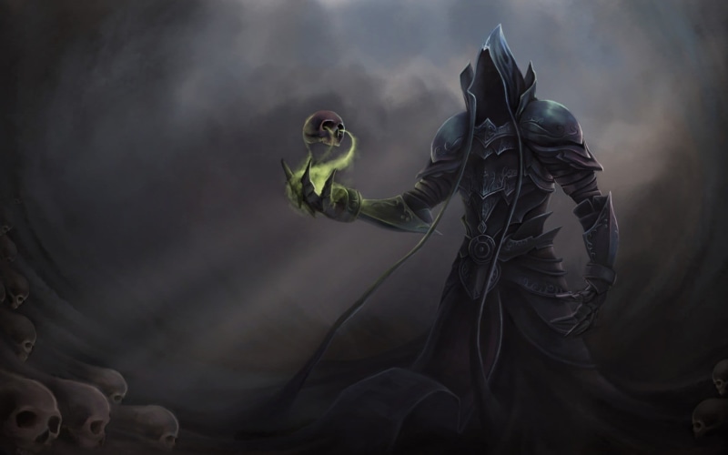 Diablo, representation, people, men, fantasy art, video games, holding, illustration, disguise, Diablo III, nature, occupation, cloud - sky, hand, day