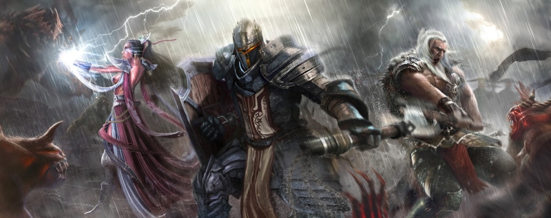 digital, event, crowd, activity, nature, panoramic, water, group of people, Diablo, togetherness, armor, fantasy art, real people, excitement