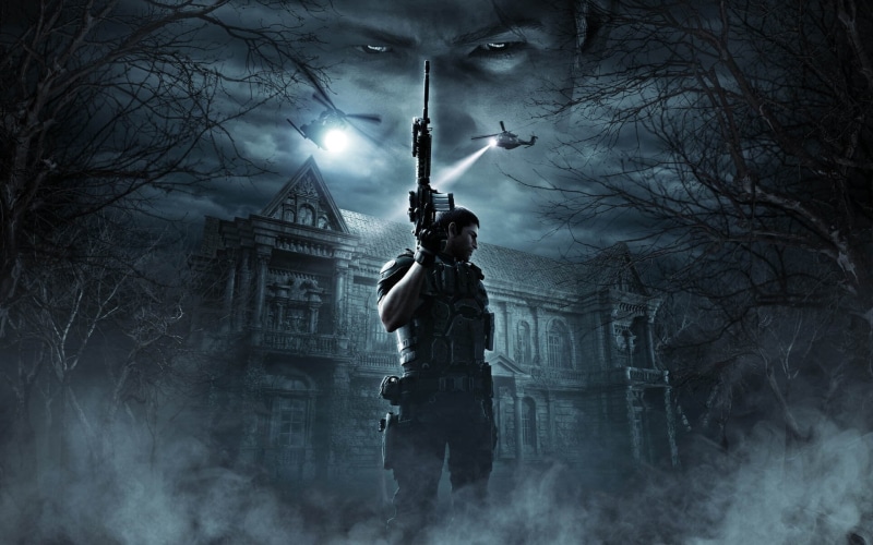 sky, digital composite, 1080P, weapon, military, horror, nature, uniform, evil, Resident Evil, illuminated, Games, statue, night, resident, human representation