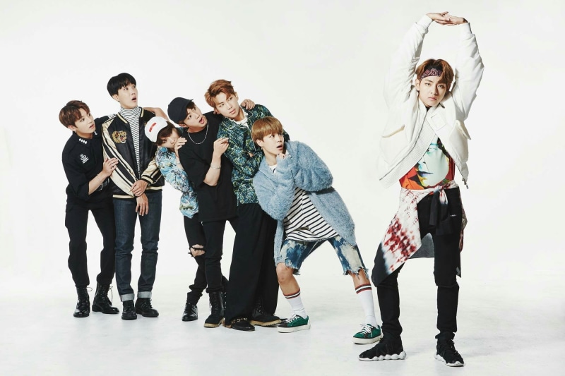 BTS, group, young women, friendship, young men, casual clothing, togetherness, Jin, 1080P, Jimin, front view, group of people, teenager, J - Hope, Suga