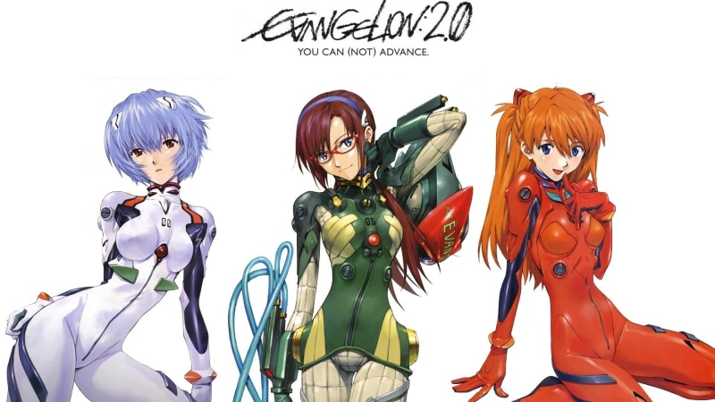 representation, Ayanami Rei, western script, Asuka Langley Soryu, studio shot, human representation, poster, communication, still life, cut out, indoors