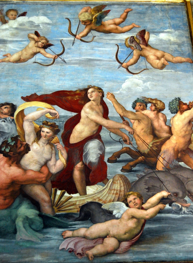 swimming, male likeness, the triumph of galatea, villa farnesina, people, sea, day, fresco, human representation, men, outdoors, rome, representation, nature
