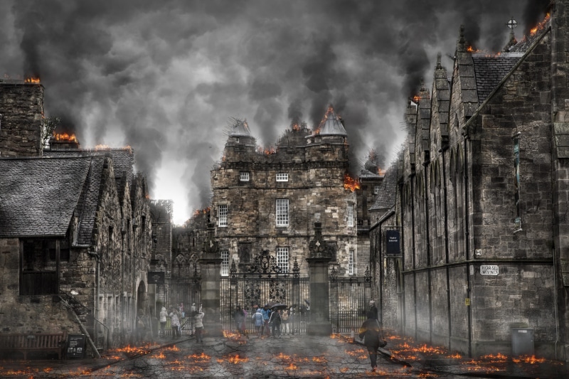 night, atomic, catastrophe, nuke, nature, outdoors, incidental people, place of worship, nuclear, religion, crowd, real people, destruction, burning, city