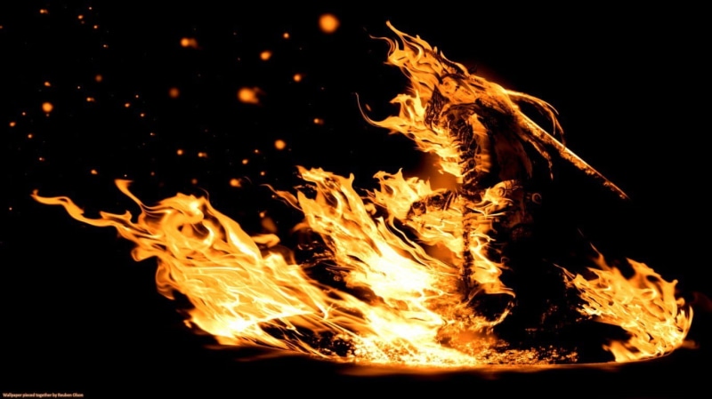 video games, nature, campfire, inferno, burning, wood, bonfire, warning sign, black background, glowing, motion, orange color, sign, close-up, fire, communication