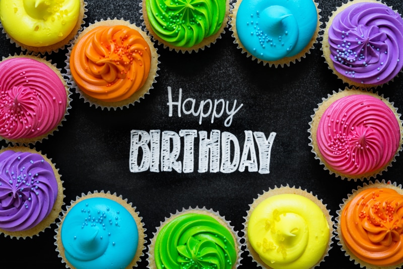5K, Birthday, cupcake, rainbow, decoration, Happy Birthday, cream, candle, celebration, colours, cupcakes, colorful, cake, candles