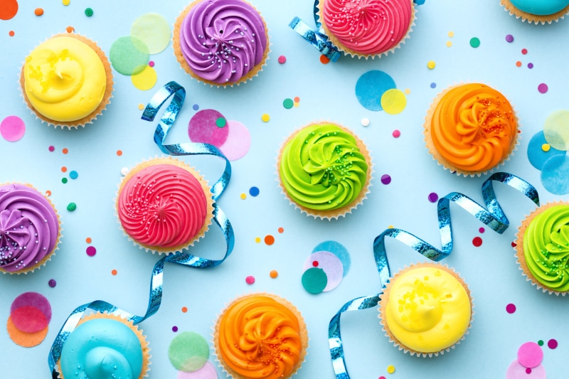 cream, Happy Birthday, candle, candles, Birthday, cake, colorful, cupcake, 5K, colours, rainbow, decoration, cupcakes, celebration