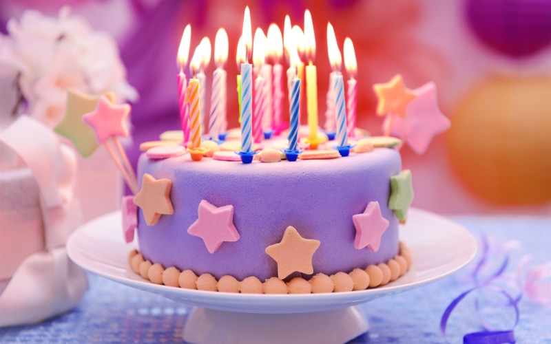 Stars, Cake, Candles, Birthday, 2K, Happy