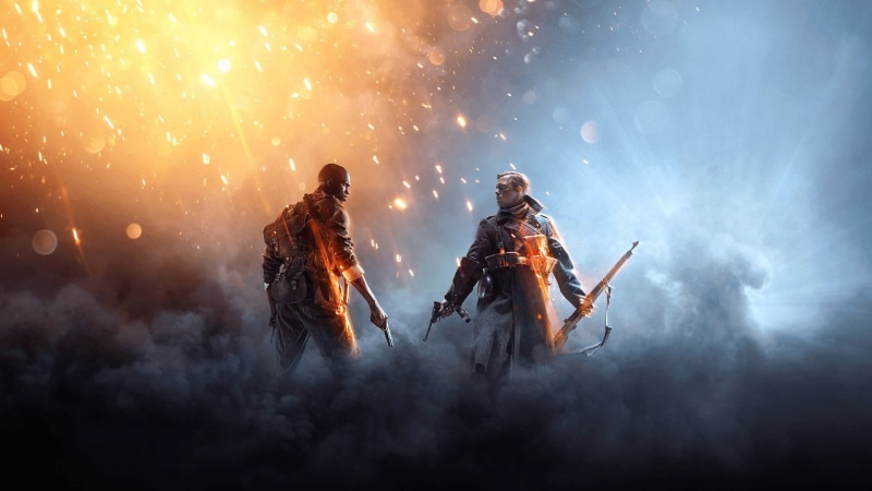 smoke - physical structure, holding, activity, males, 1080P, video games, soldier, digital art, emotion, young adult, war, Battlefield 1, render