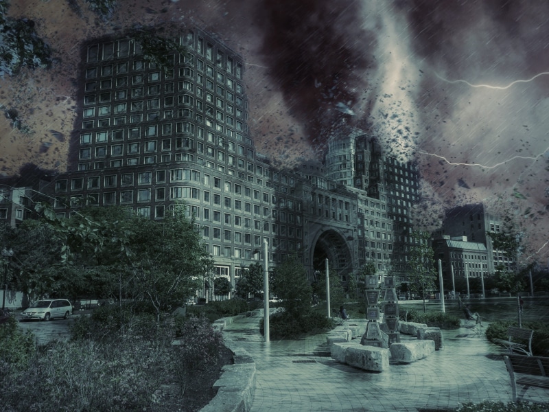 building exterior, harbor, power in nature, photo art, plant, arch, usa, travel destinations, sky, gray, 2K, waterfront, tourism, natural disaster, buildings