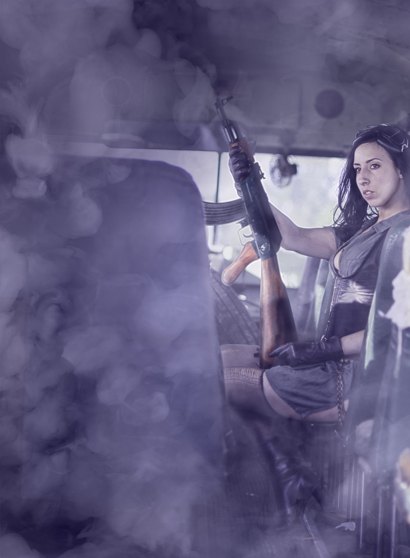 Bus, heat - Temperature, real people, smoke - Physical Structure, assault, beauty, portrait, apocalypse, young women, women, looking at camera, girl, inside