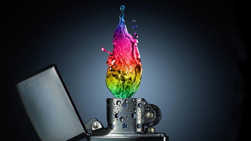 water, 1080P, flame, lighter, colors, light, colorfull, fire
