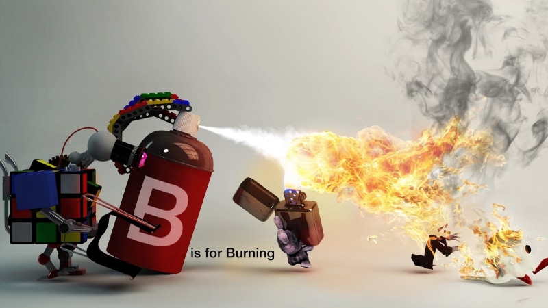 flame, heat - temperature, nature, x, flip, burning, sign, explosive, rescue worker, sky, smoke - physical structure, digital composite, motion, LEGO, 1080P