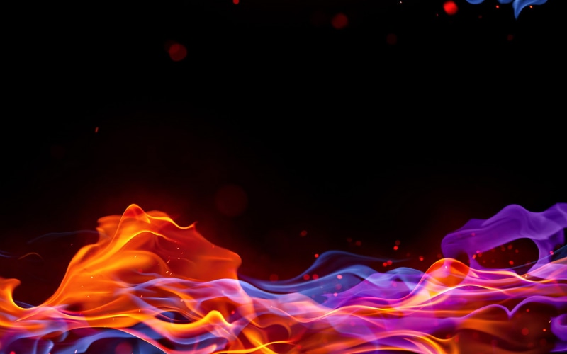 burning, purple, flowing, color, illustration, wave, changing form, Blik, smoke, water, ink, glowing, flame, close-up, black background, no people, night