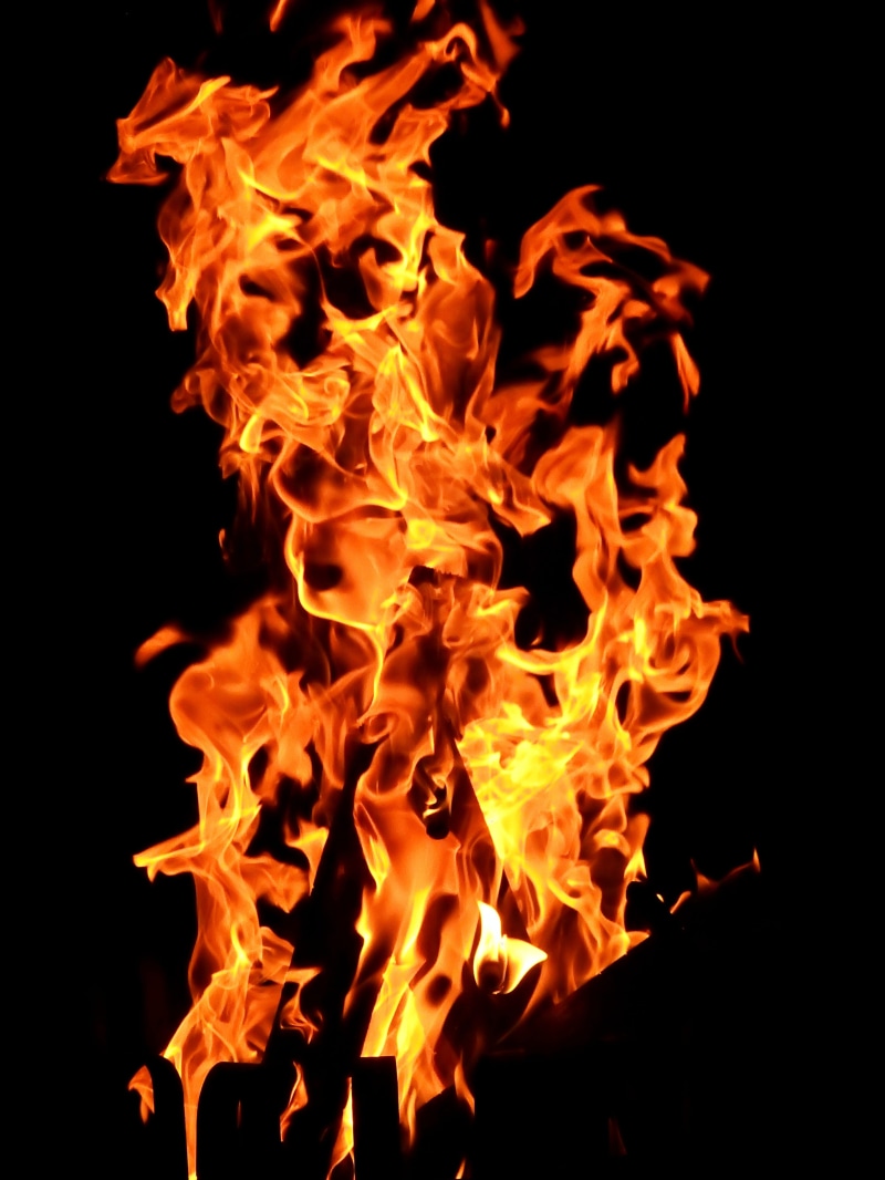 fire - natural phenomenon, glowing, burning, nature, motion, campfire, orange color, flammable, close-up, yellow, black background, heat - temperature