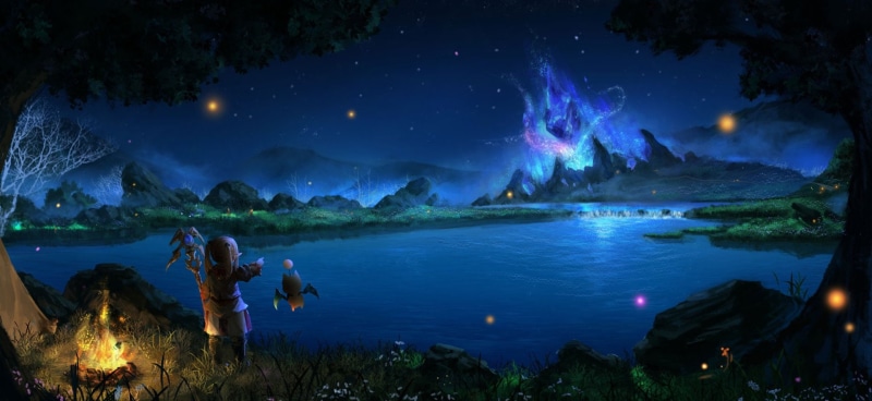 Lake, Lalafell (Final Fantasy), Sky, Moogle (Final Fantasy), Final Fantasy XIV, Campfire, 1080P, Light, Final Fantasy, Fantasy