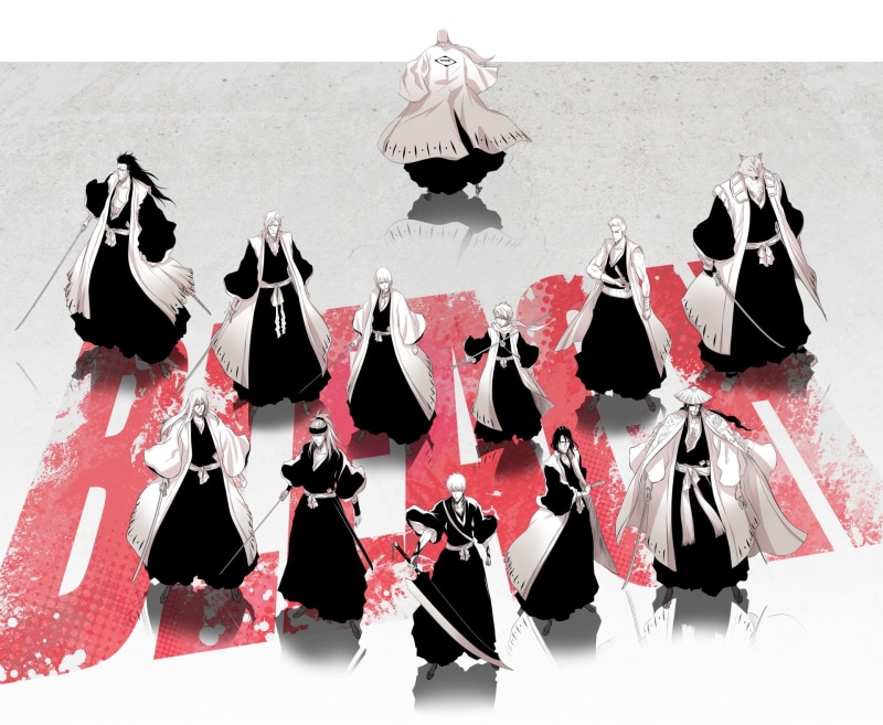 Shinji Hirako, Renji Abarai, 1080P, close-up, wall - building feature, Jūshirō Ukitake, Ichigo Kurosaki, white background, Rōjūrō Ōtoribashi, creativity