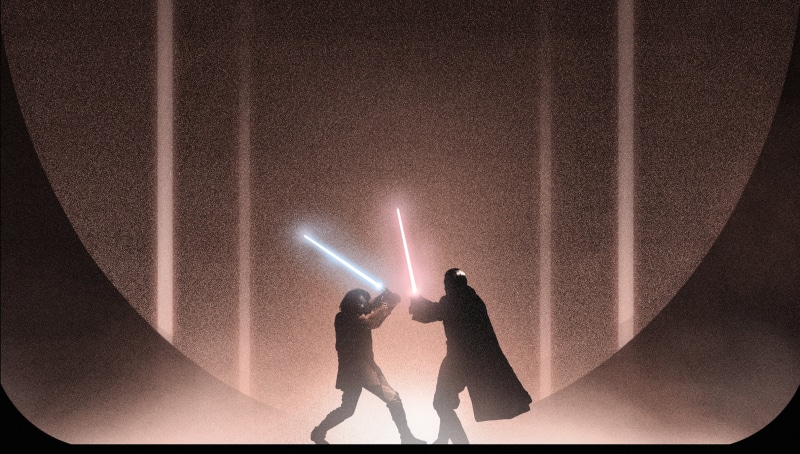 leisure activity, people, Dooku, sith, star wars, lighting equipment, glowing, lightsaber, stage, arms raised, love, adult, human arm, men, bonding, two people