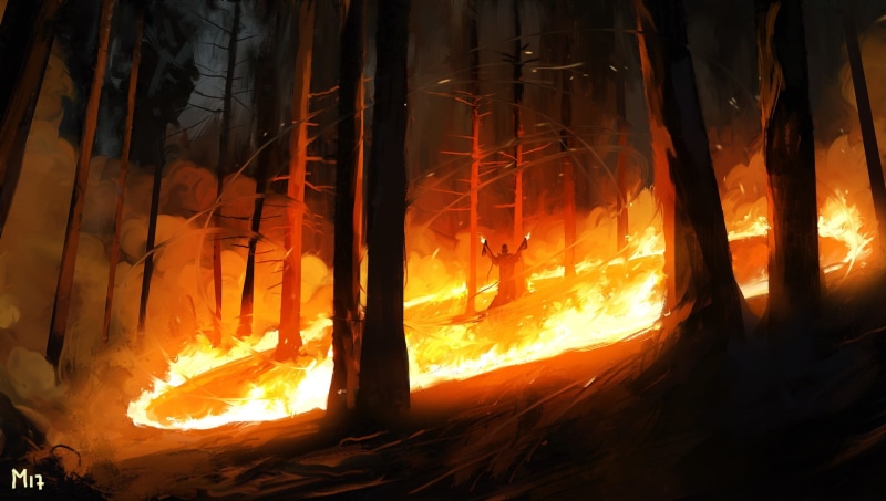 fire, 1080P, digital art, fantasy art, Dominik Mayer