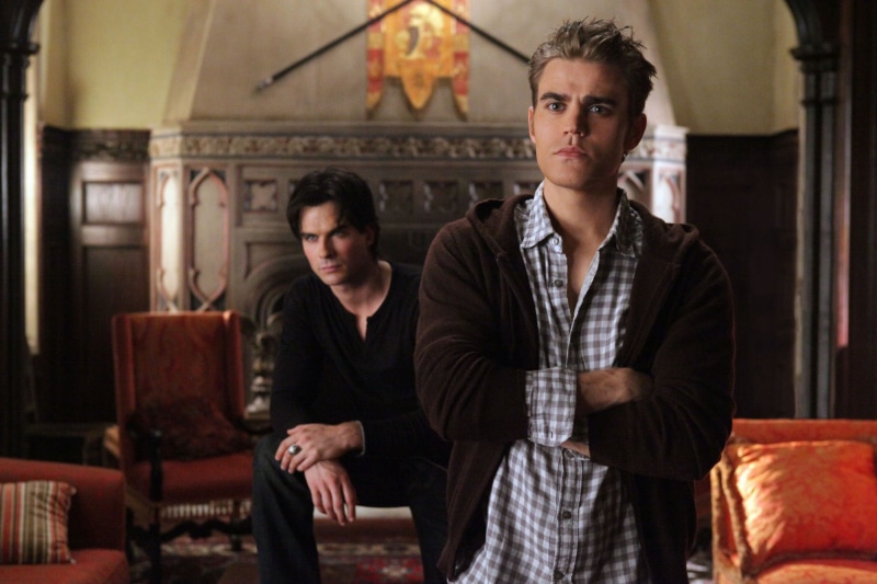 screengrab, young Adult, Damon Salvatore, movie, males, luxury, Stefan Salvatore, Ian somerhalder, indoors, adult, waiting, brothers, still, standing, Paul Wesley