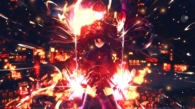 burning, long exposure, 1080P, Tohsaka Rin, Fate/Stay Night, arts culture and entertainment, night, light, glowing, leisure activity, motion, real people