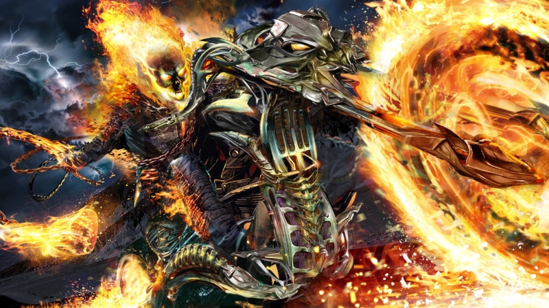 heat - temperature, bonfire, long exposure, night, Ghost Rider, full frame, blurred motion, smoke - physical structure, Marvel Comics, close-up, Comics