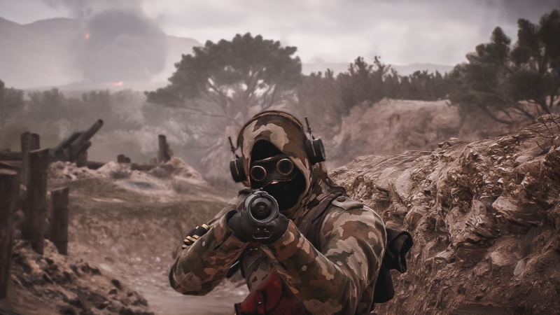 weapon, government, army soldier, nature, Battlefield 1, Battlefield, aggression, men, day, holding, real people, mask, obscured face, land, rifle, outdoors
