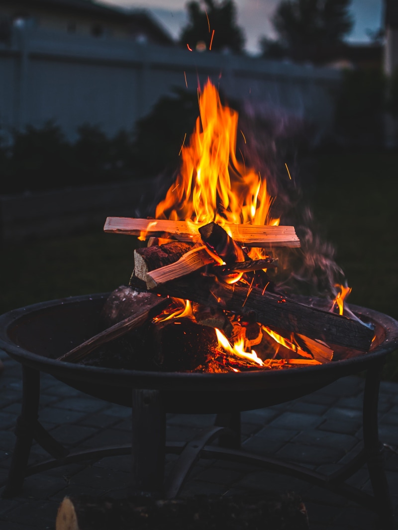 focus on foreground, sunset, night, heat - temperature, campfire, brown, wood, nature, long exposure, flame, fire - natural phenomenon, close-up, steel