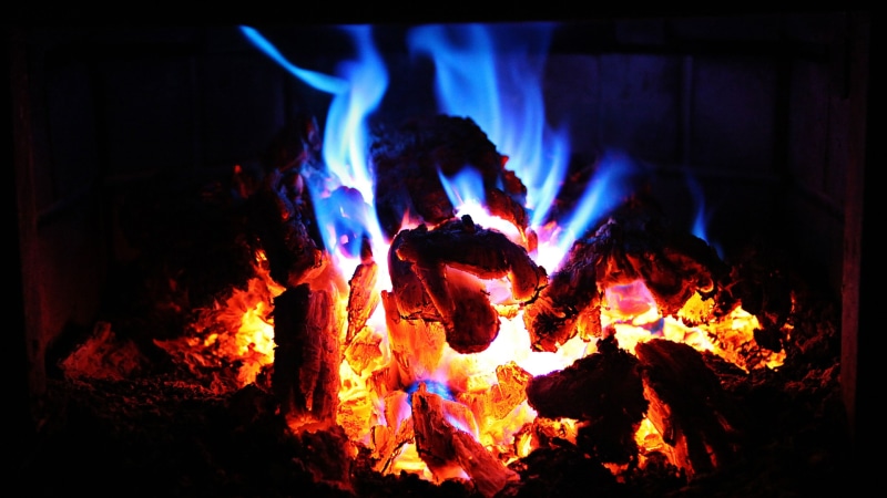 close-up, motion, burning, no people, fire, campfire, heat, orange color, glowing, firewood, flame, wood, bonfire, log, 4K, darkness, night, wood - material