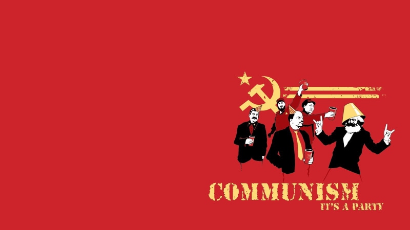 digital art, communism, red background, humor, politics, 720P, Mao Zedong, Fidel Castro, Vladimir Lenin, Political Figure, Joseph Stalin, Karl Marx