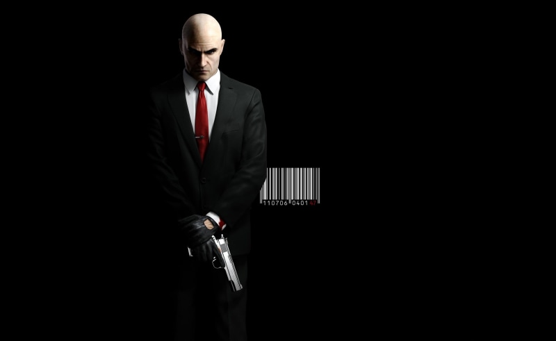 47, speech, copy space, front view, pistol, formalwear, studio shot, guns, indoors, well-dressed, suit, black, blood, adult, bald, barcode, business, males