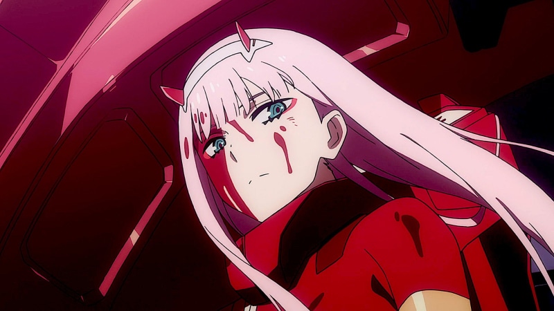 Anime, Red, Darling in the FranXX, Horns, Pink Hair, 1080P, character, Green Eyes, Zero Two (Darling in the FranXX), male, digital, female