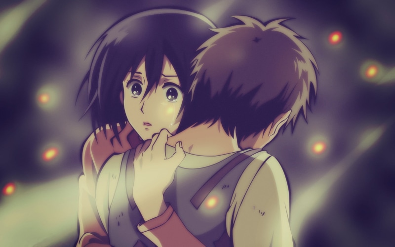 Shingeki no Kyojin, beauty, portrait, anime girls, nature, focus on foreground, indoors, headshot, contemplation, Mikasa Ackerman, anime, hairstyle, night