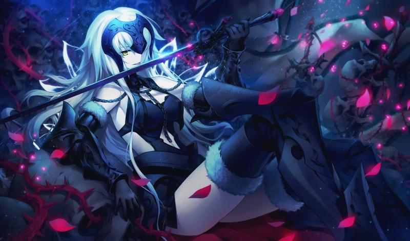 Fate/Grand Order, Glove, 1080P, Jeanne dArc Alter, Boots, Thigh Highs, Sitting, Girl, Anime, Avenger (Fate/Grand Order), Fate Series