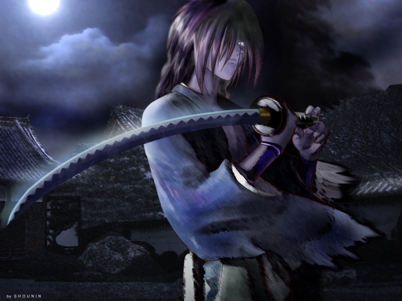 sky, nature, digital, women, front view, lifestyles, anime, sword, katana, Rurouni Kenshin, art, Samurai X, water, young women, real people, outdoors, woman