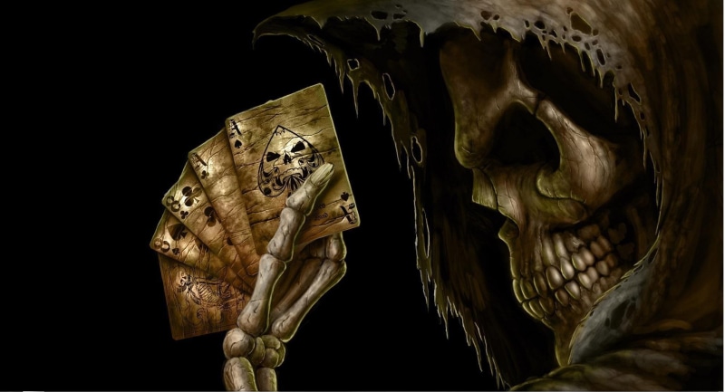Grim Reaper, playing cards, fantasy art, 1080P, skull, death, cards