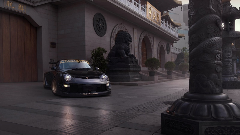 Car, 993, Black, RWB, Carrera, Race, Porsche, 1080P, Front