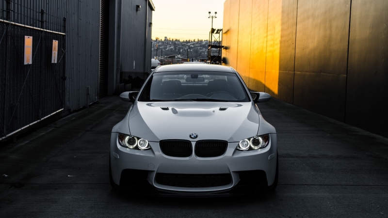 White, Car, View, Front, BMW, 2K, e, m
