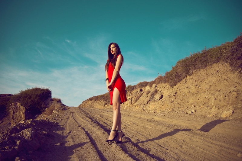 blue, real people, beauty, leisure activity, 1080P, dress, daytime, wearing, hairstyle, sky, high heels, fashion, day, clothing, women, young women, nature