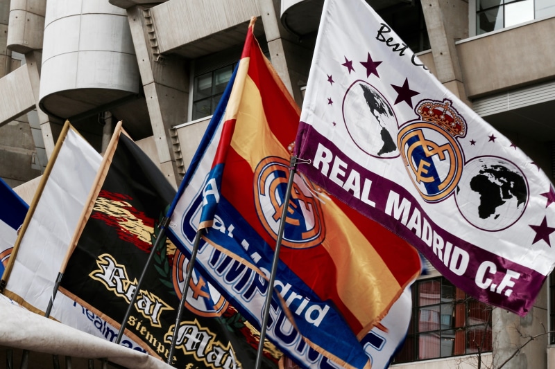 architecture, Football, outdoors, Soccer, patriotism, history, human representation, city, no people, choice, Real Madrid, multi colored, built structure