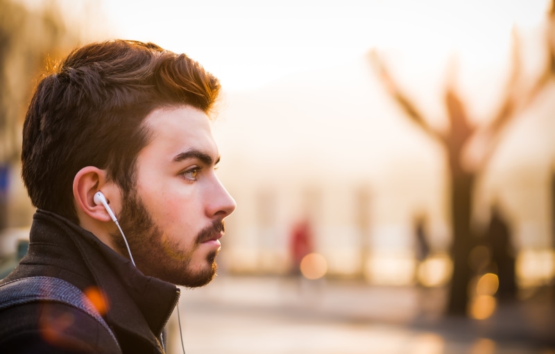 music, leisure activity, street, one Man Only, photography, white, copy Space, looking, coat, contemplation, youth Culture, daytime, adults Only, guy, bokeh